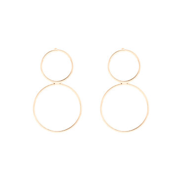 3 Size Copper Good Luck Number 8 Double Circle Drop Earrings
