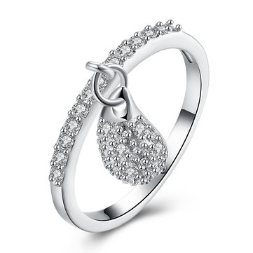 YUEYIN Luxus Ring Elegant Wasser Tropfen Anhänger Quaste Ring