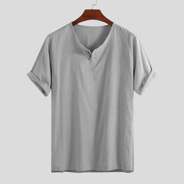 Summer Thin Short Sleeve Henley Shirt