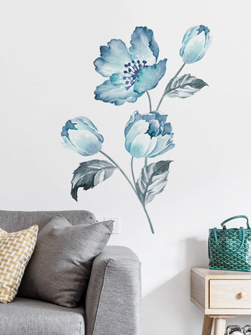1 PCBeautiful Flowers Pattern PVC Printing Self-adhesive Home Decor For Bedroom Livingroom Wall Stickers