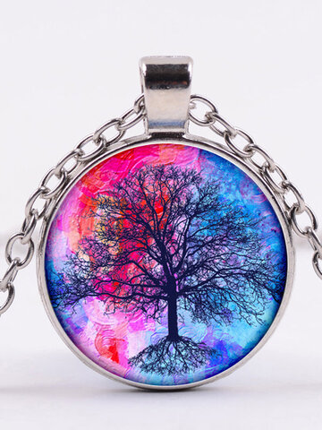 Colored Tree Printed Necklaces