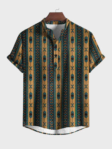 Vintage Geo Ethnic Henley Shirts