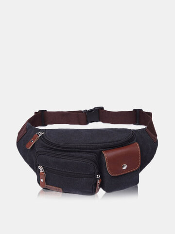 Men Business Casual Canvas Multifunctional Portable Crossbody Bags Waist Bag