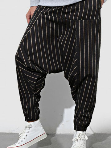 Striped Loose Drop Crotch Pants
