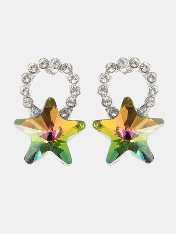 Cute Crystal Stars Stud Earrings
