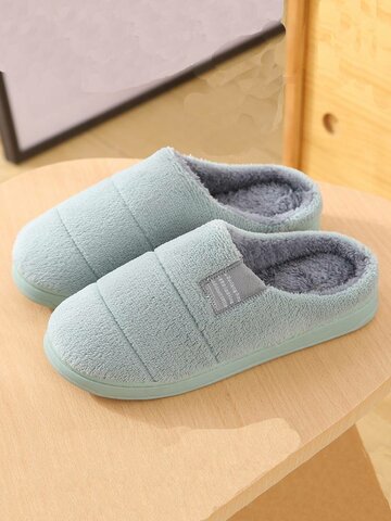 House Solid Color Fur Slippers