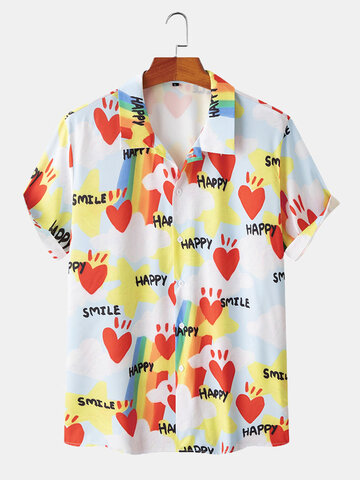 Heart Rainbow Letter Print Shirt