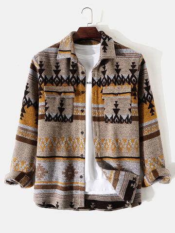 Tribal Geo Pattern Shirt Jacket