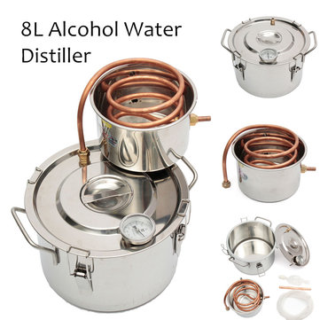 Honana 2GAL/8L Copper Moonshine Ethanol Alcohol Water Distiller Stainless Boiler Home Brewing Tool