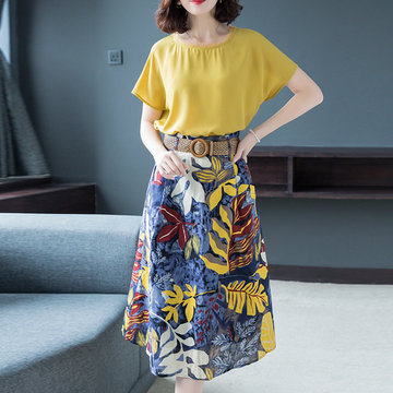 

Independent Stand Fashion Goddess Fan Suit Skirt Season New Foreign Gas T-shirt Skirt Two-piece Temperament Female