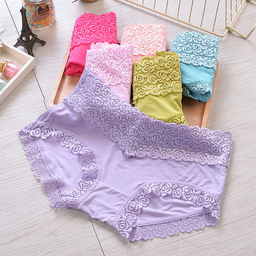 

Breathable Lace-trim Hip Lifting Panties, White black pink apricot light blue white rose red peach blue green light purple cameo yellow green orange light green