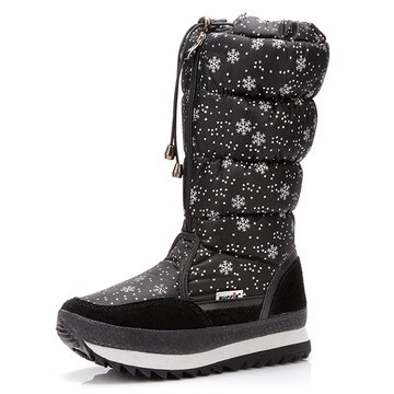 

Snowflake Adjustable Mid Calf Boots, Black white