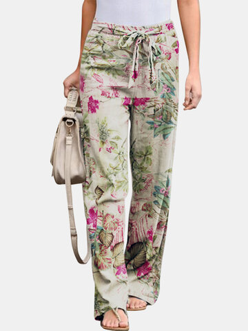 Floral Printed Elastic Pants