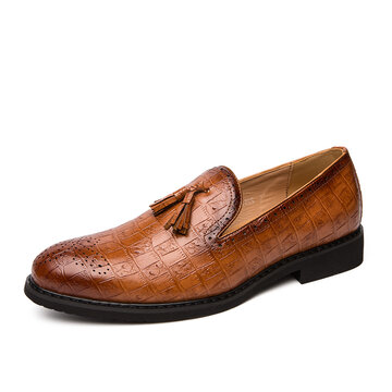 Men Brogue Tassel Decor Dress Loafers