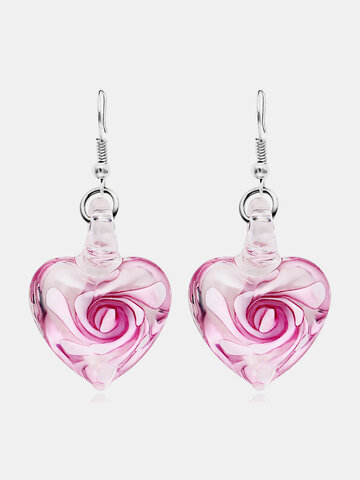 Fashion Handmade Flower Heart Earrings 