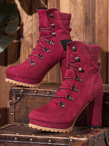 Solid Color Suede Fashion High-heel Boots
