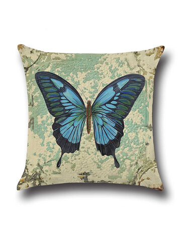 Linen Pillow Case Vintage Butterfly Home Decorative