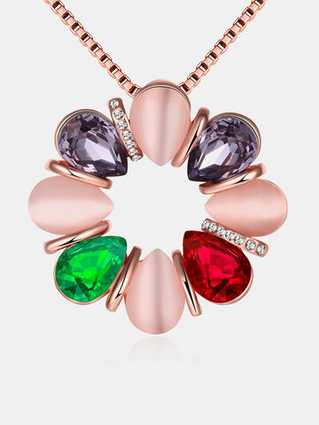 Luxus Damen Halskette Bouquet Strass Opal Glas Kristall Halskette