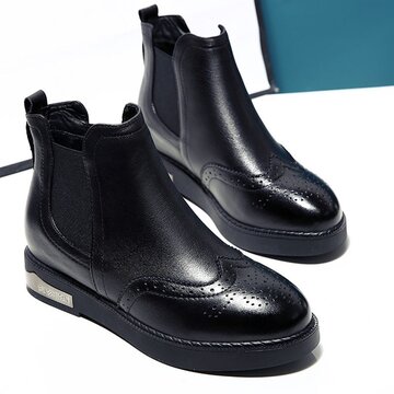 Black Pattern Ankle Flat Boots
