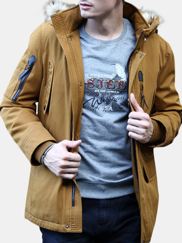 

Multi Pockets Warm Windproof Rib Cuff Jacket for Men, Yellow