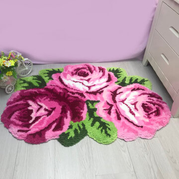 Tapete rosa para quarto Tapetes para sala de estar Corredor Alpendre Tapete de pelúcia com flores Tapete doméstico