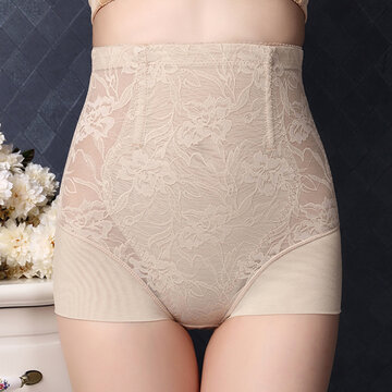 

Comfy Lace Jacquard Mesh Hip-lifting Underwear High Waist Breathable Tights Thin Shapewear, Black nude