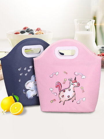 High Quality Oxford Cloth Round Hole Cartoon Digging Lunch Bag Portable Lunch Bag Multifunctional Lunch Bag