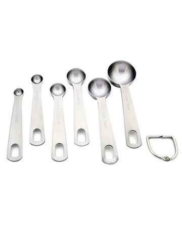 6pcs/set Stainless Steel Round Measuring Spoon