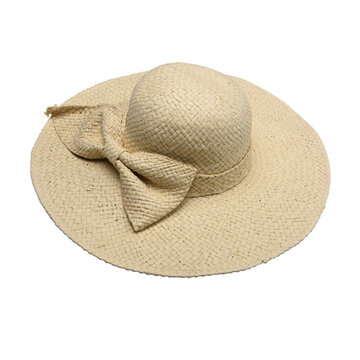 

LYZA Women Summer Breathable Wide Brim Straw Sun Hats Foldable Beach Panama Hats Church Hat, Light pink