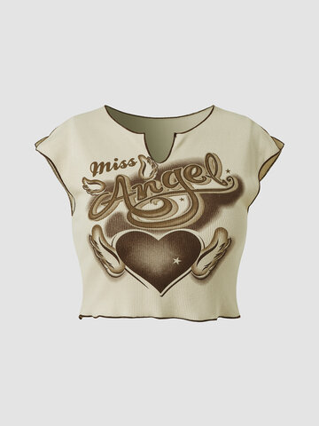 Heart Letters Graphic Crop Top