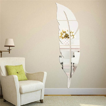 Removable Home Feather Mirror Wall Stickers Decal Art Vinyl Room DIY Left QeOOd 