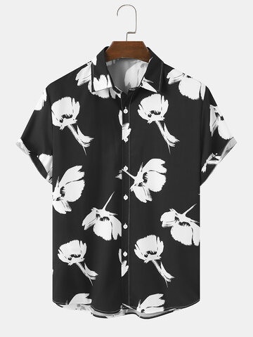 Monochrome Floral Print Shirts