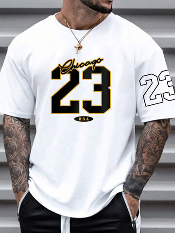 Number Letter Print T-Shirts