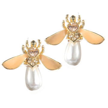 Cute Bees Pearl Earrings