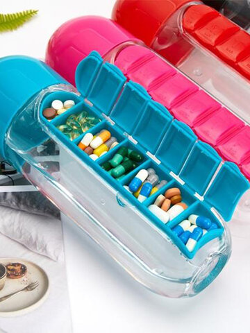 1PC 700ml Creative Multifunctional  Pill Box Water Cup For Seven Days Taking Capsule Pill Boxes Organizer