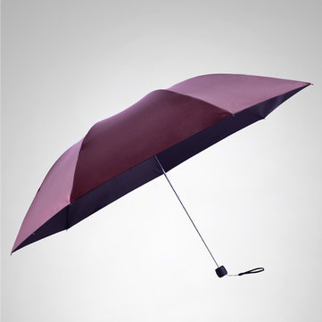 

LYZA Portable 3 Folds Sunscreen Pencil Umbrella Rain Umbrella Foldable Sun Umbrella, Khaki blue purple red red