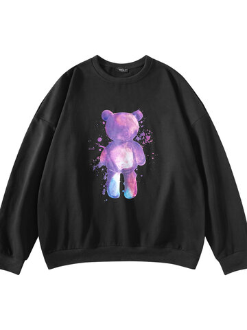 Men Colorful Bear Print Sweatshirt