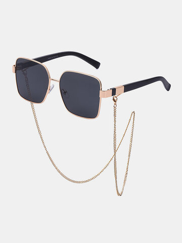 Women Square Frame Hanging Chain Sunglasses