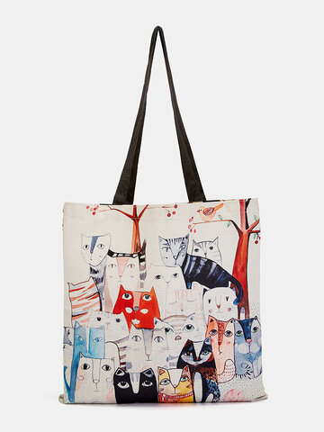 JOSEKO Women's Cat Digital Print Tote Bag
