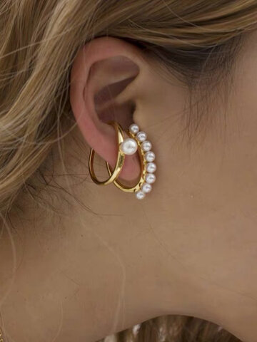 Clip d'oreille en forme de C perlé