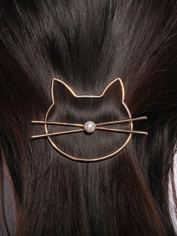 Lovely Hollow Cat Pearl Hairpin