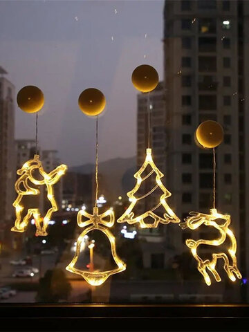 LED Christmas Lamp String Suction Cup Lights Christmas Tree Star Dear Moon Decoration Lights