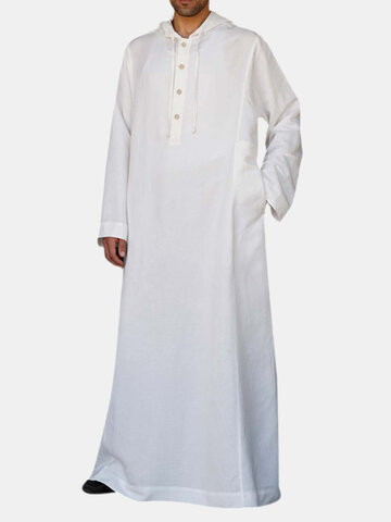 

Kaftan Vintage Hooded Loose Robe, Black white navy