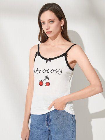 Fruit Letters Print Bow-tie Cami