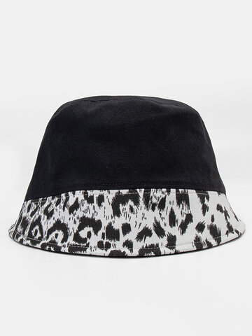 Women Leopard Patchwork Bucket Hat
