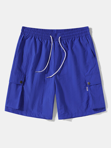Solid Textured Cargo Shorts