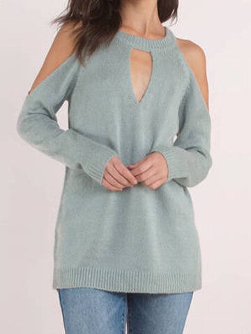 Solid Color Off-shoulder Sweater