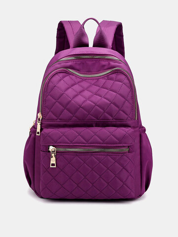 Women Solid Nylon Large Capacity Backpack