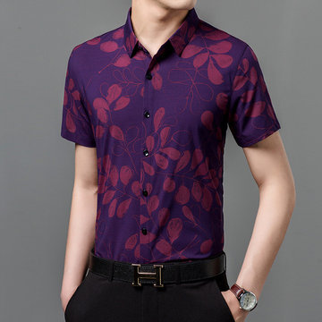 

Season New Middle-aged Short-sleeved Shirt Thin Section Casual Men's Flower Shirt Daddy