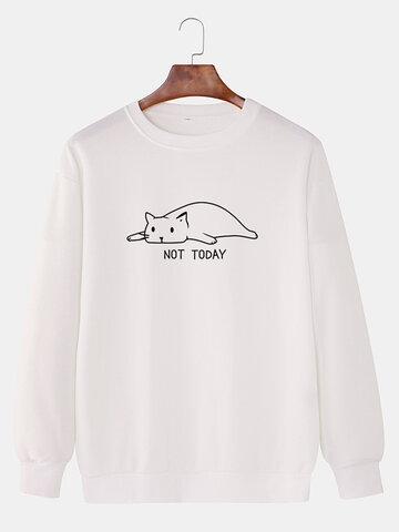 Cotton Cat Letter Printing Sweatshirts